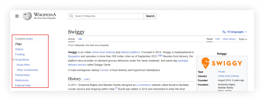 Company Wikipedia Page