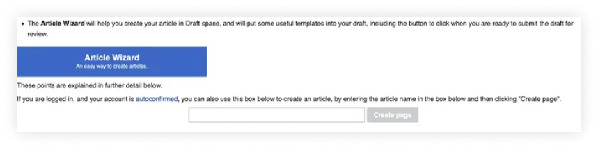 Draft your page through Article Wizard