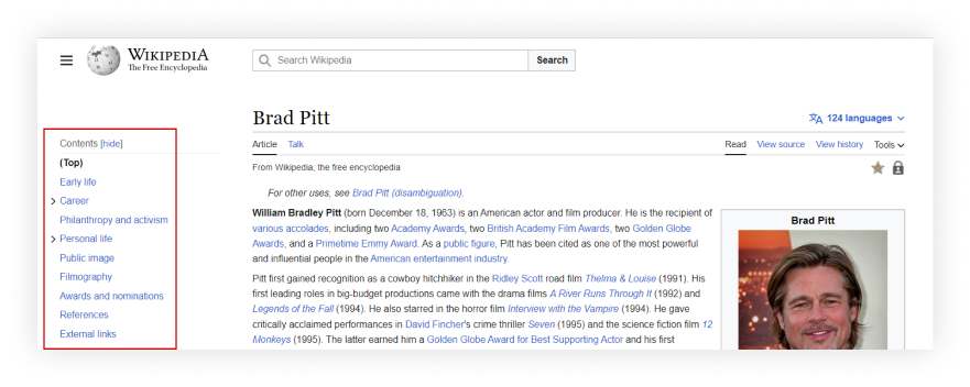 Individual Wikipedia Page